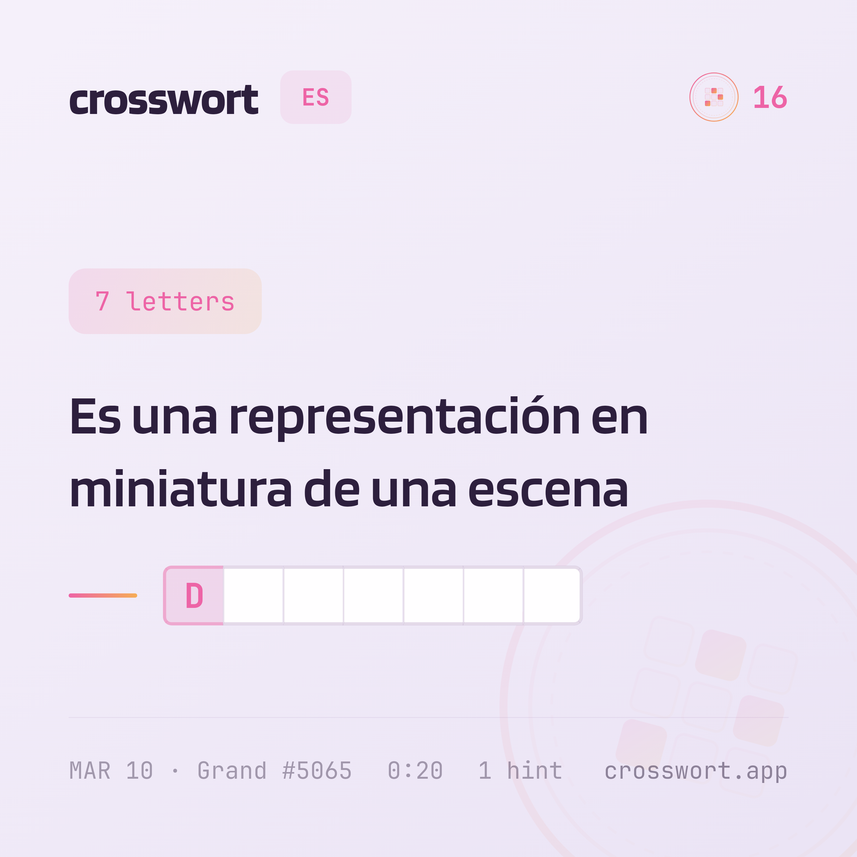 Clue card — representación en miniatura