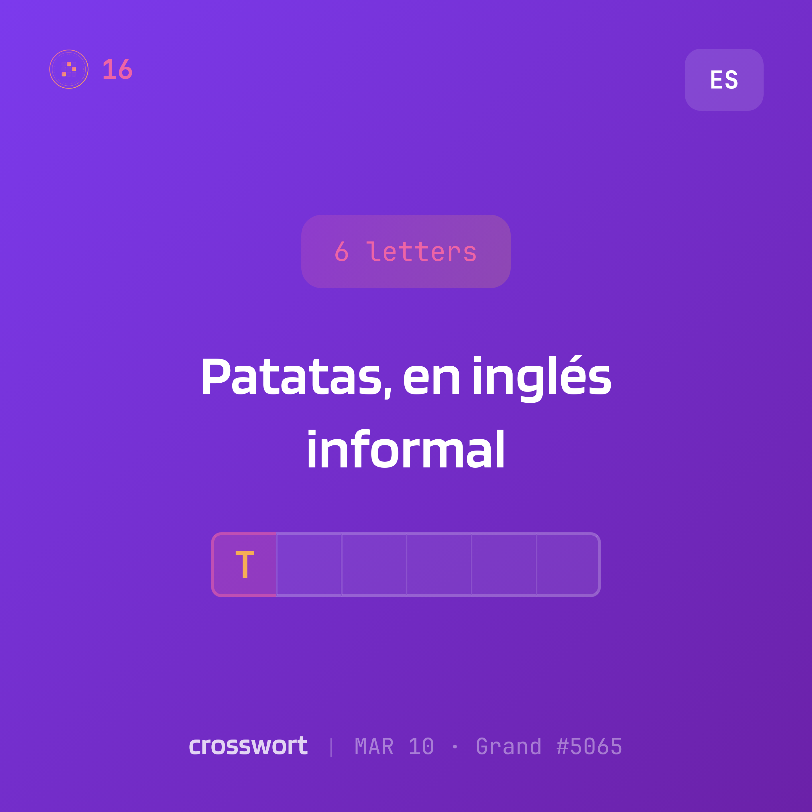 Clue card — Patatas, en inglés informal