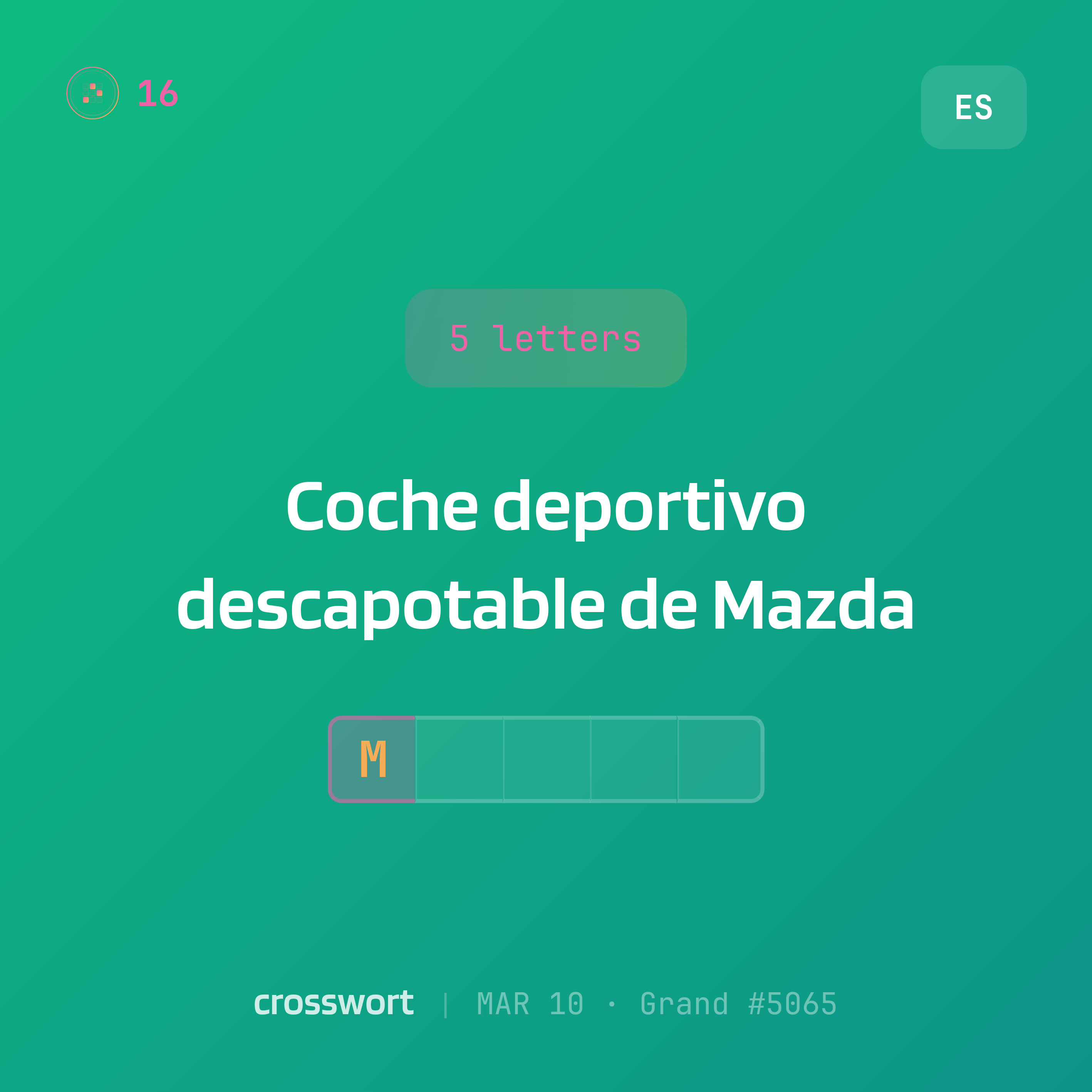 Clue card — Coche deportivo de Mazda