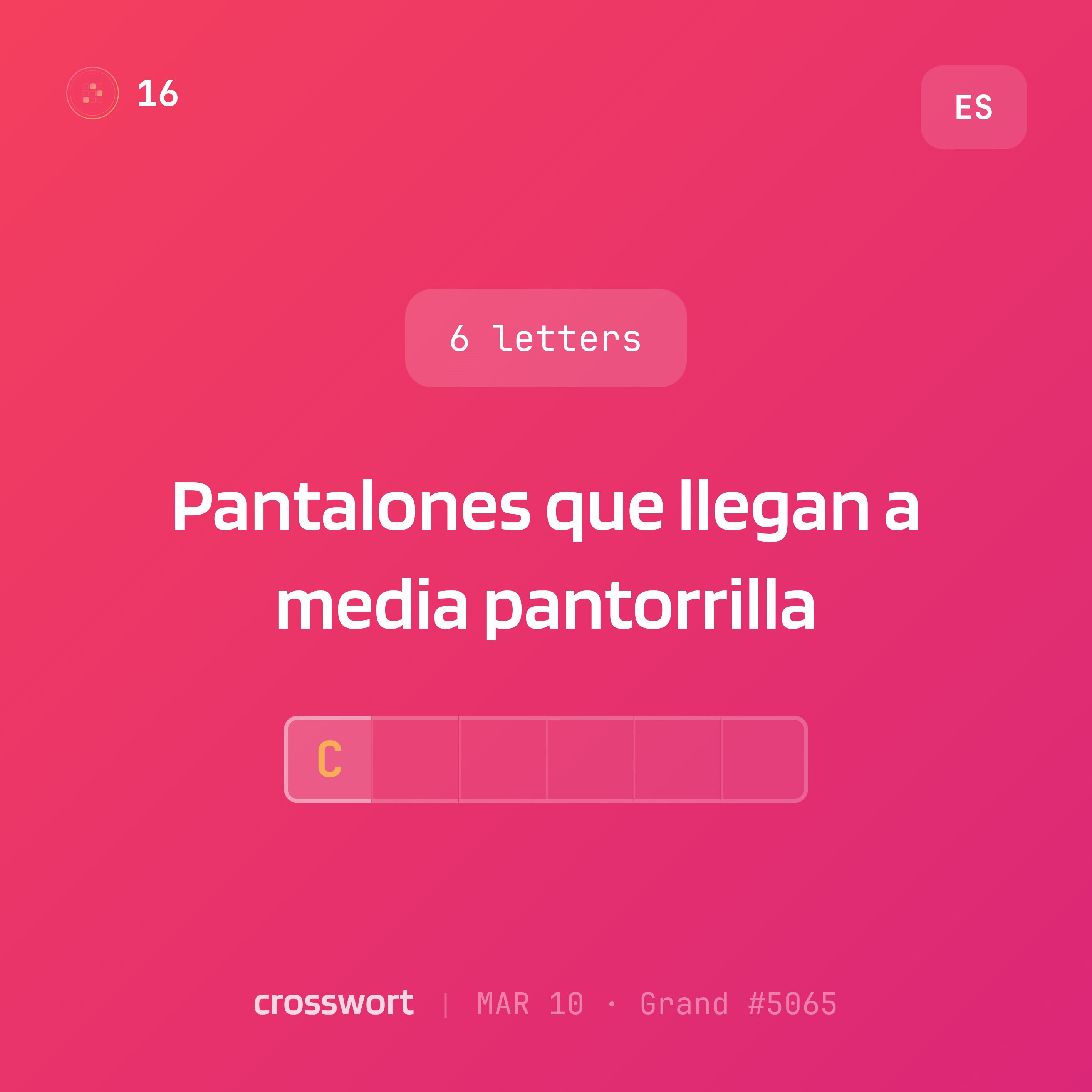Clue card — Pantalones que llegan a media pantorrilla